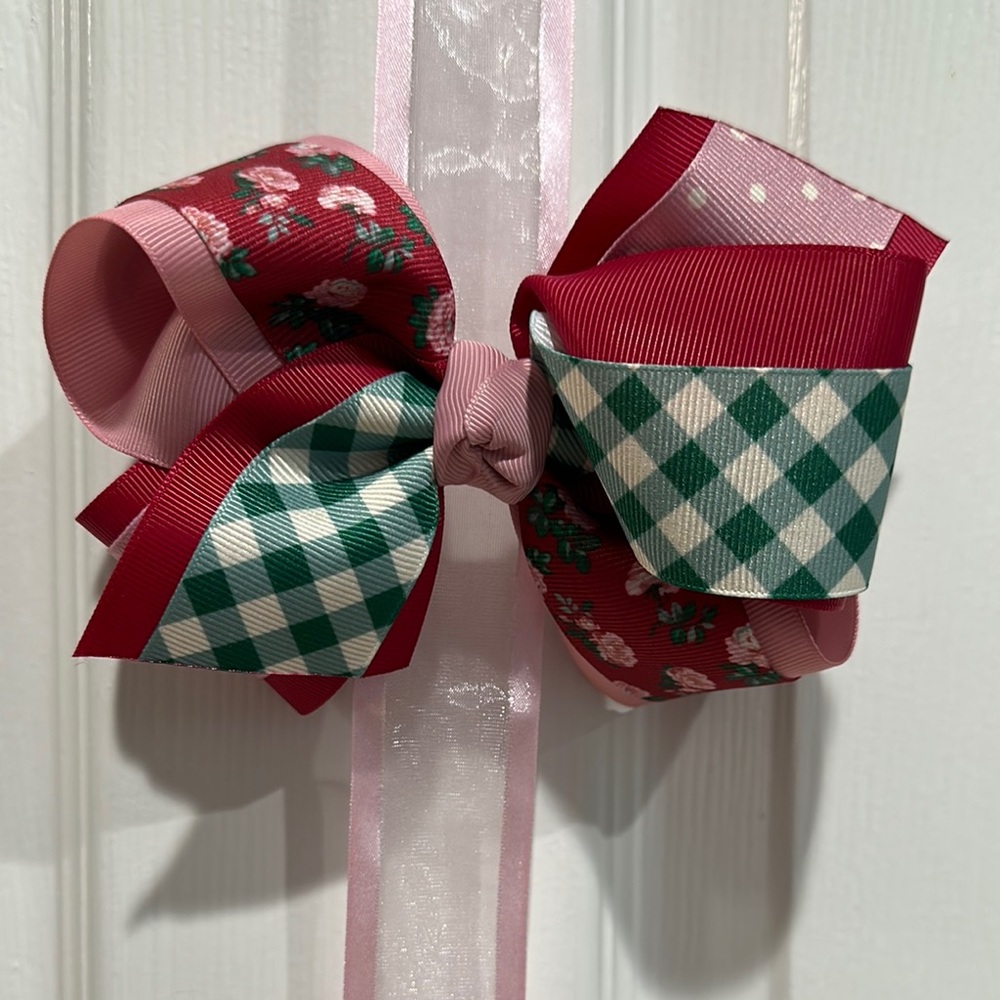 Matilda Jane Floral and Checkered Kids Hair Bow